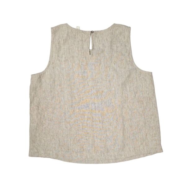 Eileen Fisher Khaki Washed Organic Linen Delave Shell top - Picture 4 of 6